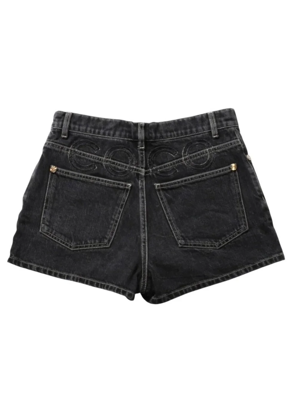 Chanel Denim Shorts Skirt Black